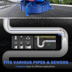 9″ Self-Leveling Sewer Camera w 512Hz 230ft/70m Digital Length Counter 32GB IP68