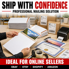 9×11.5 Rigid Photo Mailers Self Seal Stay Flat White Envelopes 450 GSM