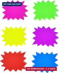 2.8×3.5Inch Neon Signs – 300 pcs 6 Assorted Bright Color, Burst Star Cutouts for