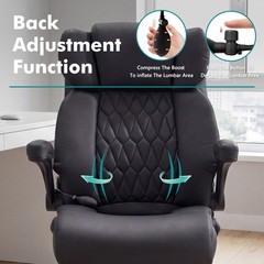 Big and Tall Office Chair 500LBS Flip Up Arms Adjustable Lumbar Support Black