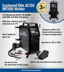 Eastwood Elite 200 Amp Multi-Process AC/DC MP200i Welder TIG MIG Stick Welding