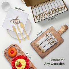 Ecopreps Luxury Pre-Rolled Napkin And Bamboo Cutlery Set 50 Pack 200 Pcs 100