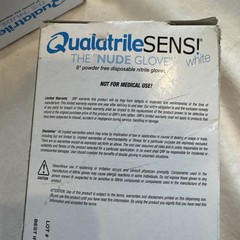2 Quala Nitrile Exam Gloves, Non-Sterile, Powder-Free White Nude Glove Sz M