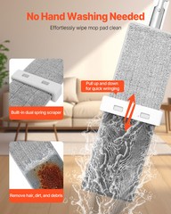 VEVOR Microfiber Flat Mop with 4 Mop Pads Flat Mop for Dry and Wet Floor