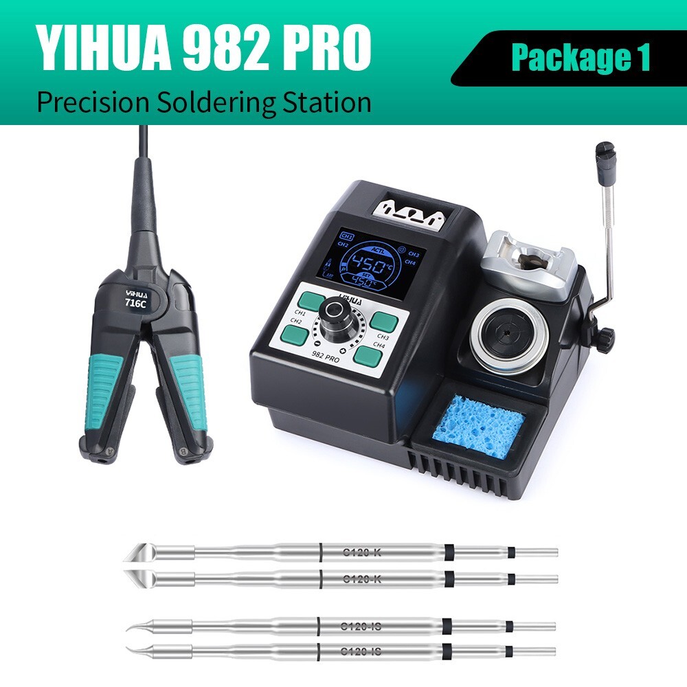 YIHUA 982 PRO Soldering Station Precision Tweezer Iron & C210 Soldering Iron Kit