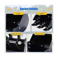 11.8in Digging Bucket Attachments for Mini Excavator, 300mm Trench Buckets wi…