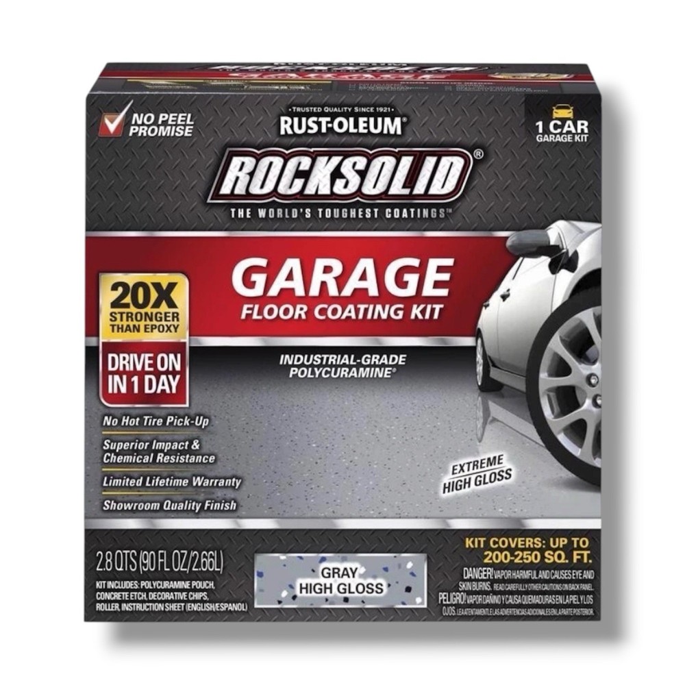 Rust-Oleum RockSolid Gray High Gloss Garage Floor Coating Kit Polycuramine 76oz