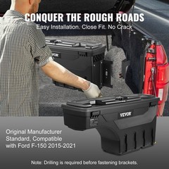Truck Bed Storage Box, Lockable with Password Padlock, 6.6 Gal/25 L ABS Wheel We