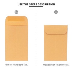 500 PCS #7 Coin Envelopes, 3.5 x 6.5 inches Brown Kraft Envelopes Classic Sma…