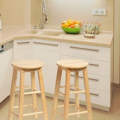 PJ Wood Classic Round-Seat 24″ Tall Kitchen Counter Stools, Natural, (Used)