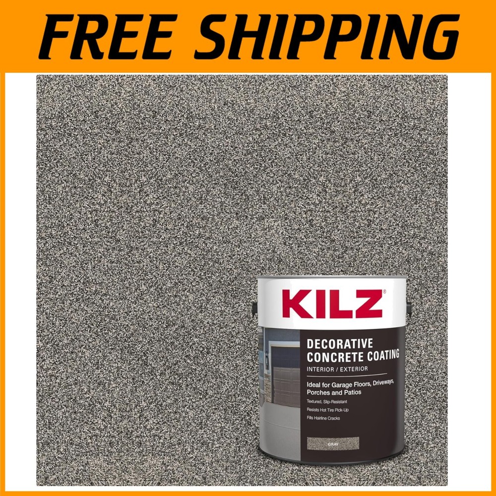 Slip Resistant Gray Concrete Paint, Interior/Exterior, 1 Gal