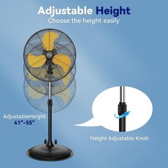 20 Inch Industrial Pedestal Fan, 5000 CFM High Velocity Air Circulator, 3-Spe…