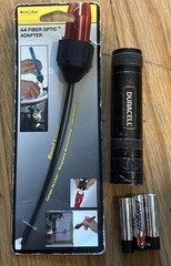 Nite Ize Fiber Optic Adapter AA 7” w/ Duracell LED Flashlight + NEW AAA Batt’s