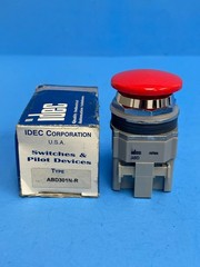 IDEC ABD301N-R, 30mm Momentary Red Mushroom Pushbutton, 1NC Contact
