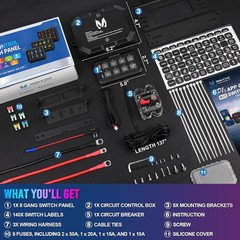 MICTUNING App Control 8/12 Gang RGB Switch Panel Lights Circuit Relay System Box