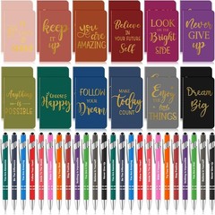 Colorful Inspirational Notepads and Pens Set, 96 Pcs