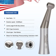 SANDENT Dental 1:1 Low Speed Handpiece Contra Angle Push Button Direct Drive