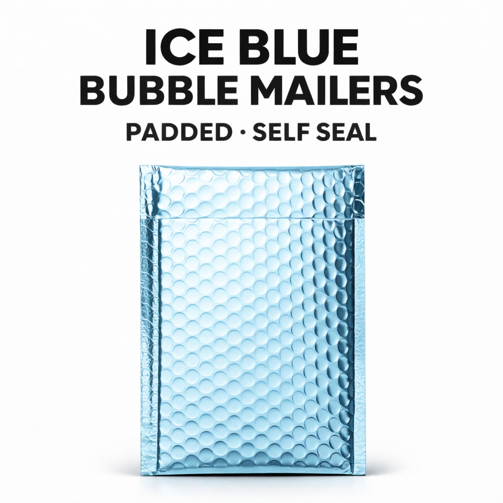 Metallic Ice Blue Bubble Mailers Self Seal Padded Shipping Envelopes