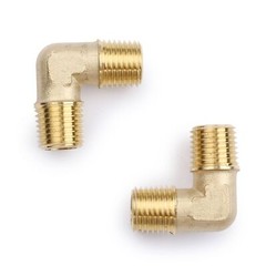 U.S. Solid 90 Degree Elbow Brass Fitting NPT 1/4″ Male x 1/4″ Male, 2pcs