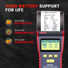 ANCEL BST500 Car Battery Tester with Printer, 12v 24v Automotive Battery Load…