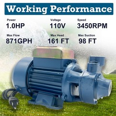 1HP Clear Water Pump Electric Centrifugal Clean Water Industrial Farm Pool Pond