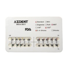 AZDENT Dental Orthodontic Bracket Braces Standard MBT Slot .022 Hooks 3-4-5