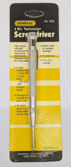 General 4-Bit Technician Screwdriver #0 #1 .100 .125 Knurled Handle No. 608 USA
