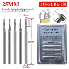 Dental Surgical Burs 25mm Carbide Bur FG SURG Taper Fissure FG 701 High Speed