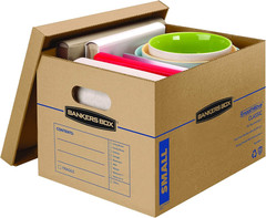 Small Classic Moving Box 5 Pack, Reinforced Handles, Tape-Free Assembly, Box wit