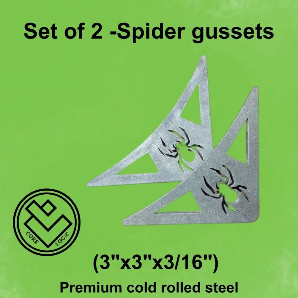 Spider Gusset 3”x3″x 3/16” -Set of (2) Metal Gusset, Steel Roll cage, Weldable