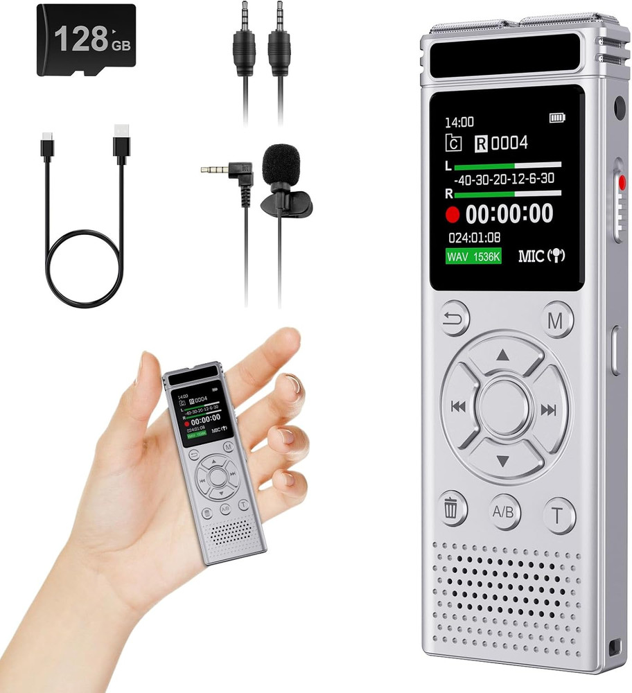 136GB Digital Voice Recorder with Playback,9000 Hours Audio Recording Device,Voi