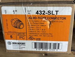 PACK OF 5 Bridgeport 434-LT2 Liquid Tight Connector 1 inch Conduit