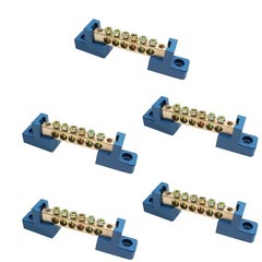 Unlorspy 5 PCS Brass Wire Screw Terminal 6 Positions Terminal Bus Bar Blue Gr…