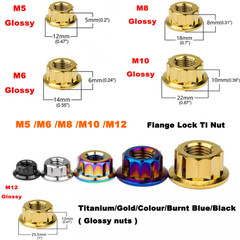Titanium Nuts Flange Lock Nut for Bike Motorcycl Car Fasteners M5/M6/M8/M10/M12