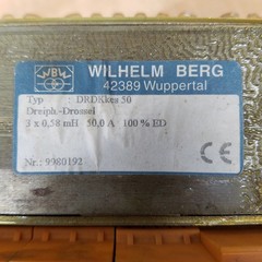 Wilhelm Berg DRDKkes 50 Transformer, 3 x 0.58mH 500.0A 100% ED – USED
