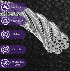 1/8 Inch Stainless Steel Cable 100FT – 7X7 Strand Aircraft Wire Rope with Loop S