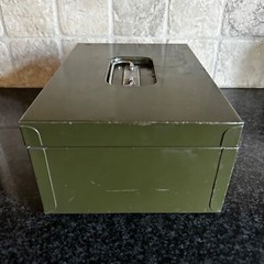 Vintage ASCO Art Steel Co Green Metal Lock Box New York USA vtg – WITH 2 KEYS
