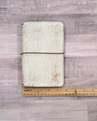 Foxy Fix Leather Notebook Cover, Off White Snowflake, 4.5″x7.25″, Quad Elastics