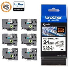 Brother TZe-SL251 Self-Laminating Black on White 1″ (24mm) Label Tape **6-PACK**