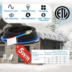 125FT Self-Regulating Heating Cable, 120V Corrosion Resistant | Fluoropolymer He