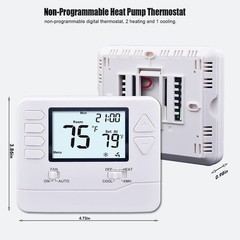 Heagstat H721 Non-Programmable Heat Pump Thermostat, 2 Heat/1 Cool, White