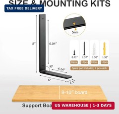 6 Inch Heavy Duty Floating Shelf Brackets 4 Pack, Extra Thick 0.2″ Steel Industr