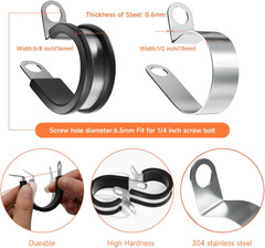 24PCS 1 Inch Stainless Steel Cable Clamps with Two Kinds of Screws,Rubber Cushio