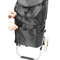 Foldable Black Shopping Trolley with WheelsWaterproof Removable Oxford Cloth Bag