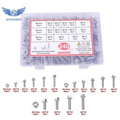M5 M6 M8 Flanged Bolts and Nuts Kit 240 PCS 304 Stainless Metric Assortment