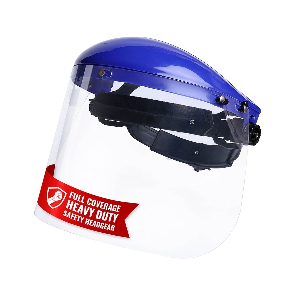 Safety Headgear with Clear Polycarbonate Face Shield Blue, Pack of 1