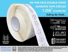 3M VHB 4926 DOUBLE-SIDED TAPE CIRCLES, 1.250” DIAMETER, SOLD BY THE CIRCLE!
