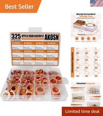 325-Piece Copper Sealing Crush Washers Set – 10 Sizes for Versatile Use