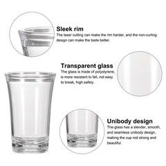 6pcs Shot Glasses 1.2oz Polystyrene for Cocktail Transparent