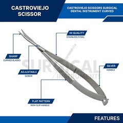 3 Pcs Castroviejo Micro Surgery Scissors + Needle Holder + Suture Tying Forceps